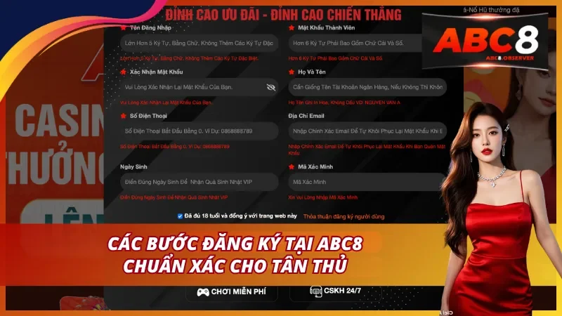 Các bước đăng ký ABC8 chuẩn xác cho tân thủ